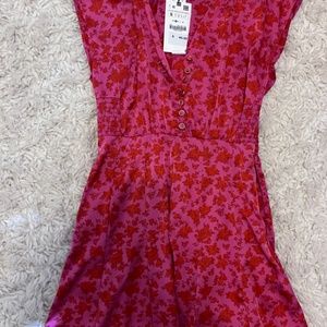 Zara pink/red silky dress-